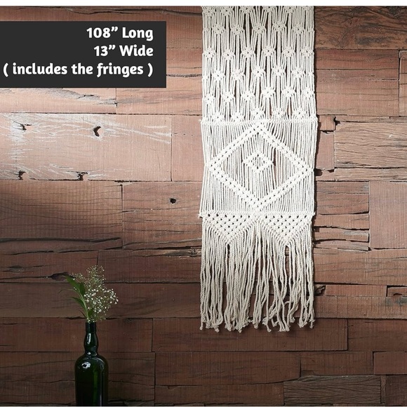 Macrame Table Runner 108 inches Boho Farmhouse Eclectic Kitchen Home Decor - Picture 9 of 15